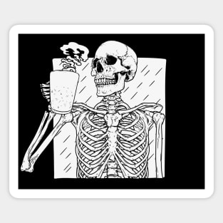 Skeleton drinks halloween coffee, coffee skull lovers Magnet